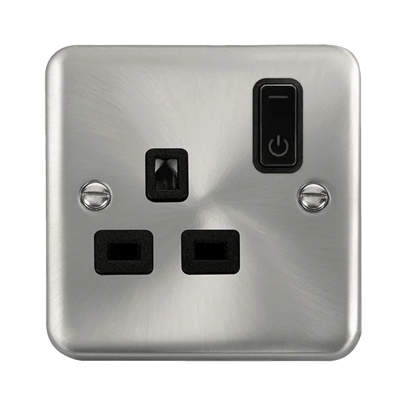 Contemporary track lighting in black finishClick Smart+ Ingot Deco+ 13A Single Gang RF Smart Socket in Satin Chrome & Black