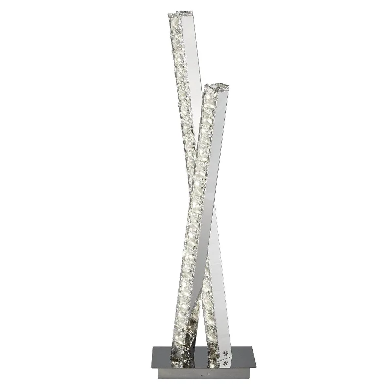 Modern track lighting with LED bulbs2 LIGHT LED COLUMN TABLE LAMP, CLEAR CRYSTAL TRIM, CHROME