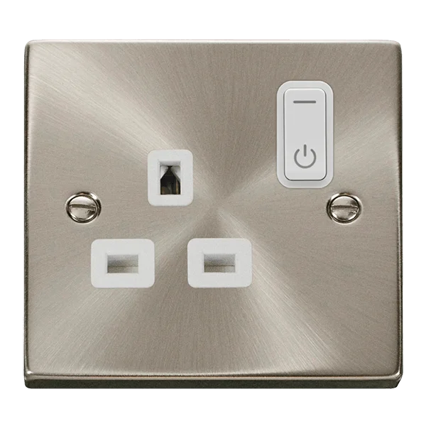 Track lighting for museums and galleriesClick Smart+ Ingot 13A Single Gang RF Smart Socket Deco in Satin Chrome & White