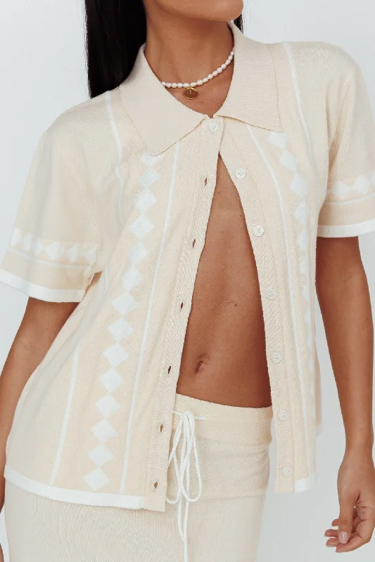 Amalfi Sun Knit Button-Up Shirt Sand