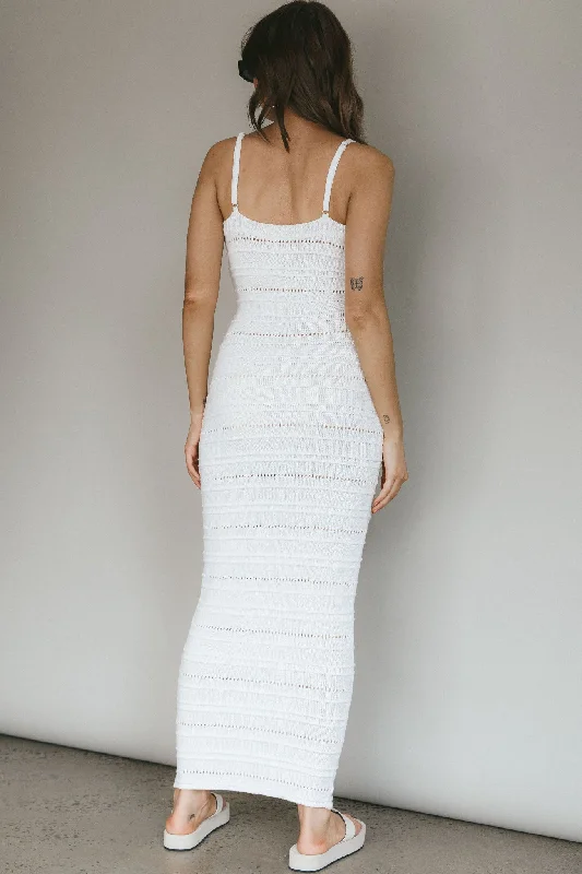 Beachside Crochet Knit Maxi Dress Off White