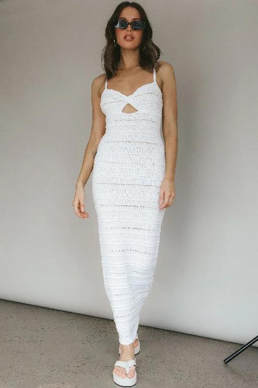 Beachside Crochet Knit Maxi Dress Off White