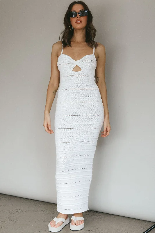 Beachside Crochet Knit Maxi Dress Off White