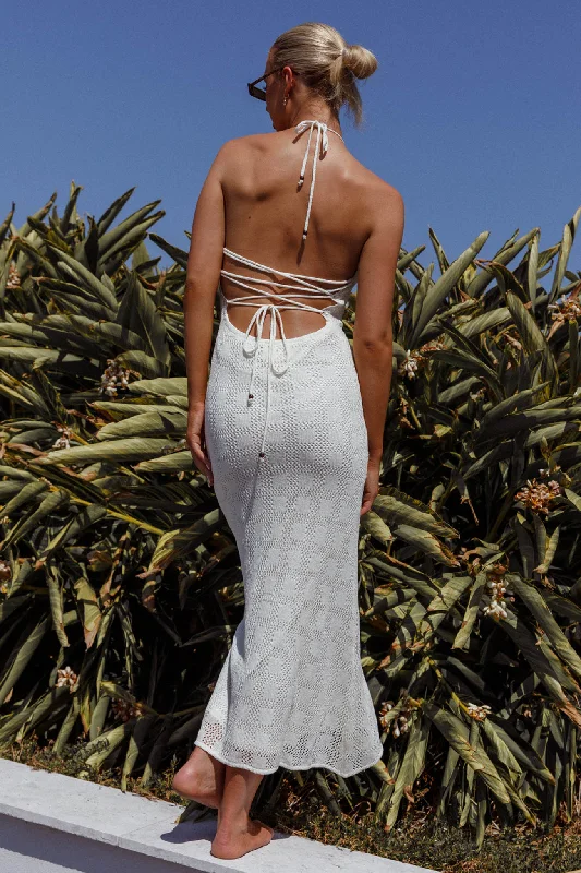 Bermuda Shores Crochet Maxi Dress White