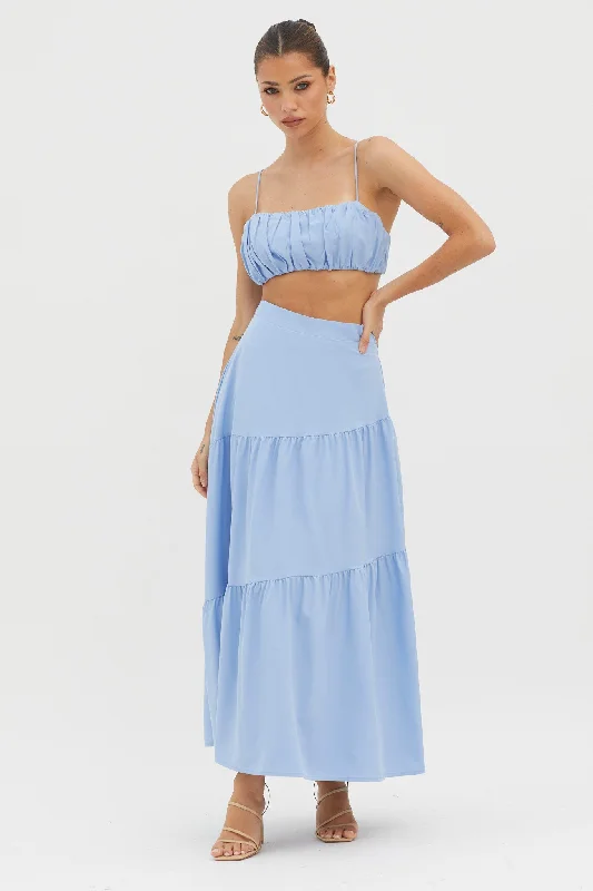 Bondi Gathered Crop Top Blue