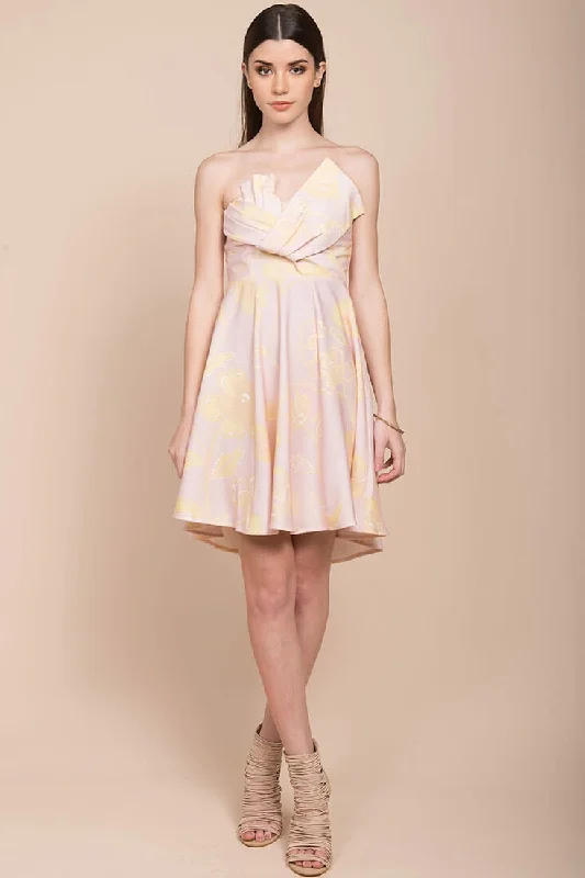 Elise Strapless Formal Dress Pink & Yellow