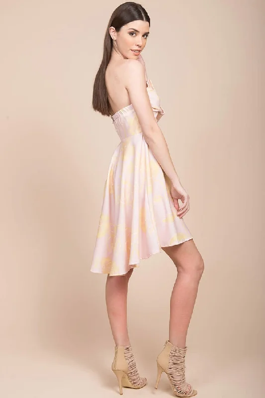 Elise Strapless Formal Dress Pink & Yellow