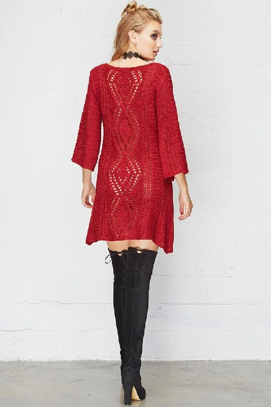 Hannah Classy Sweater Dress Red