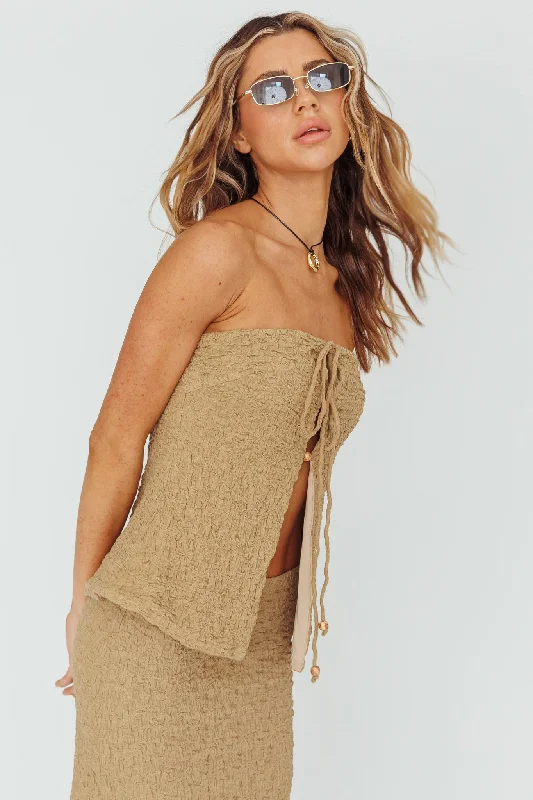 Kalei Textured Halter Top Brown