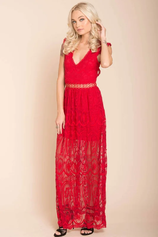 London Bohemian Glamour Maxi Dress Red