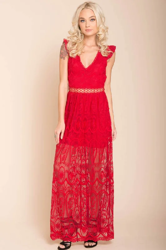 London Bohemian Glamour Maxi Dress Red