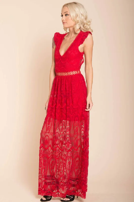 London Bohemian Glamour Maxi Dress Red