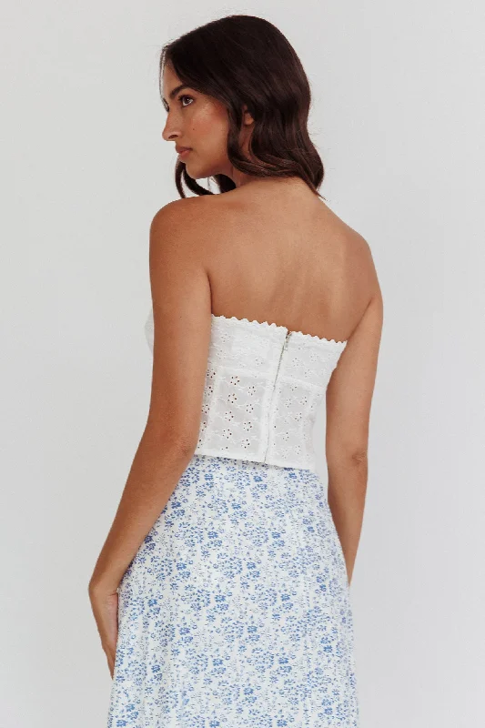 Maggie Eyelet Embroidery Strapless Top Ivory