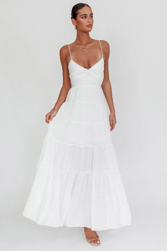 Main Attraction Cami Strap Maxi Dress White