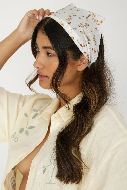 Peta Floral Headscarf Band White