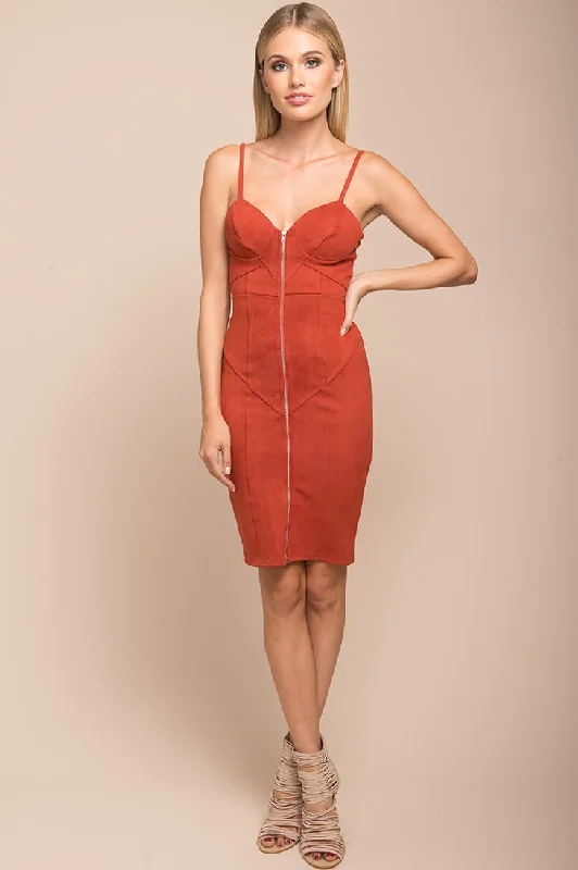 Reigh Exposed Zipper Dress Red