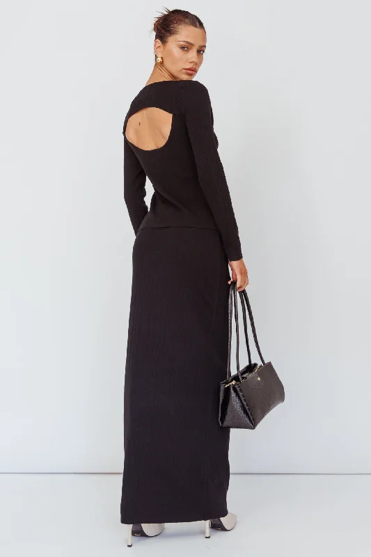 Rossana Knit Maxi Skirt Black