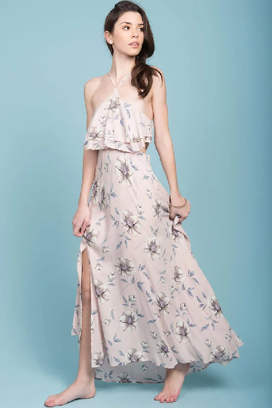 Sunday cutout Maxi Beach Dress Pink Floral