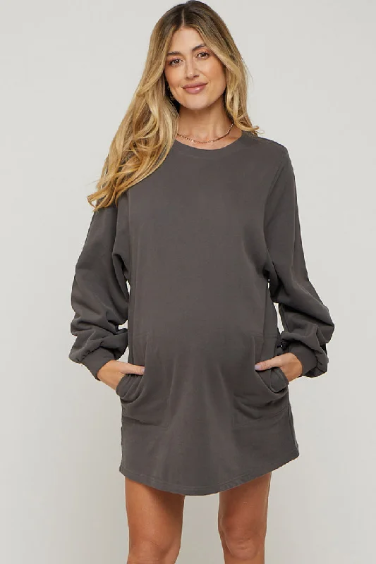 Charcoal Ultra Soft Maternity Sweatshirt Dress