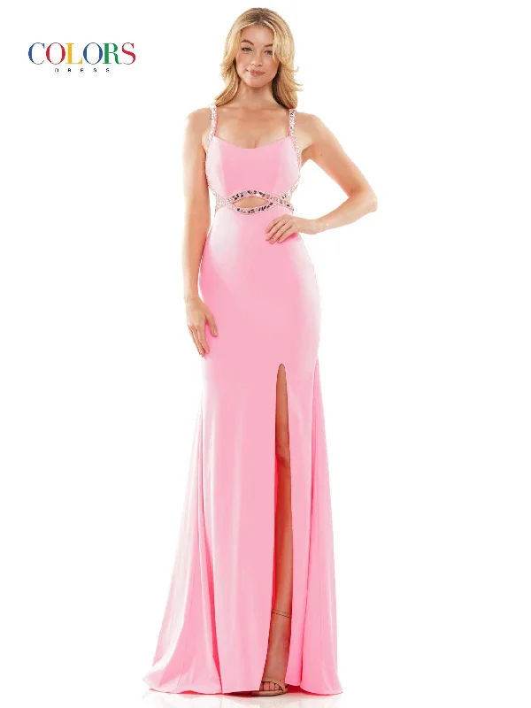 Colors 2829 Colors Long Spaghetti Strap Evening Dress