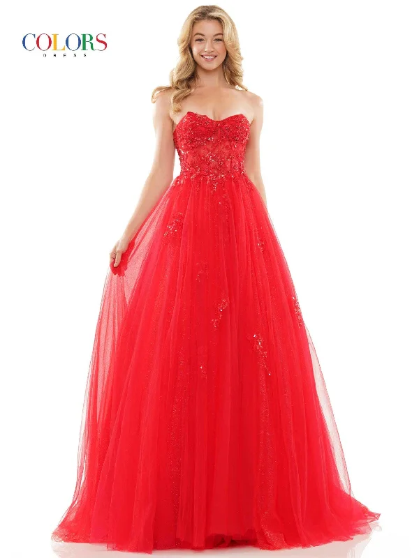 Colors 2898 Colors Strapless Long Prom Dress