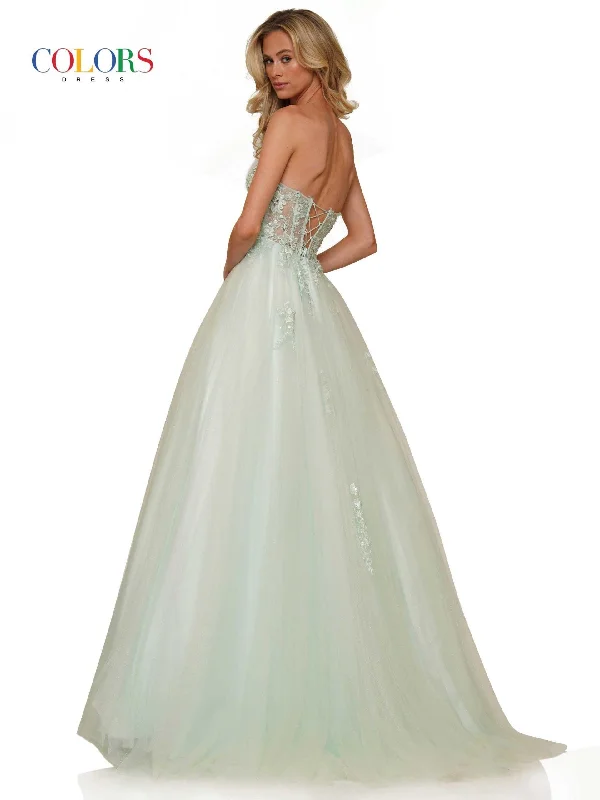 Colors 2898 Colors Strapless Long Prom Dress