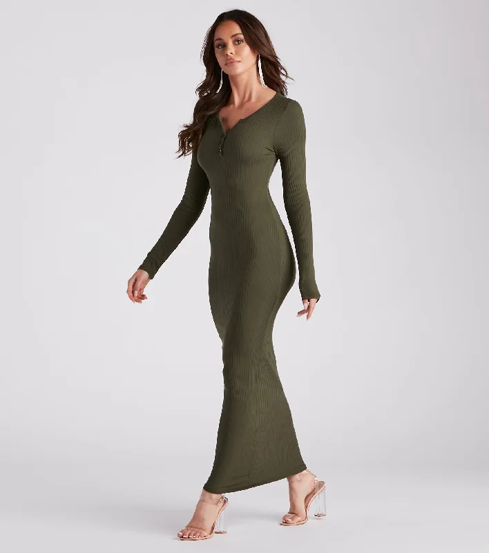 First Pick Henley Knit Maxi Dress