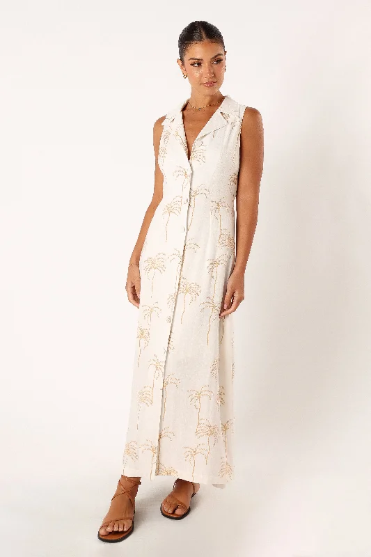 Galia Midi Dress - White Print