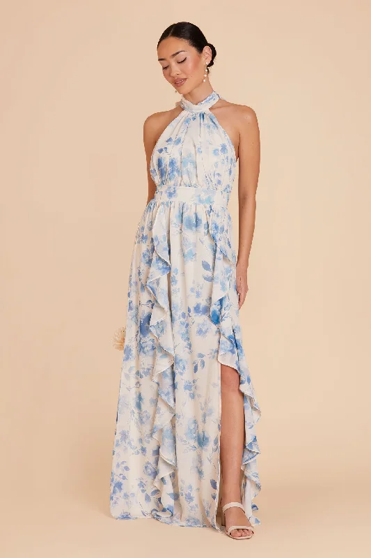 Joyce Chiffon Dress - Blue Rococo Floral