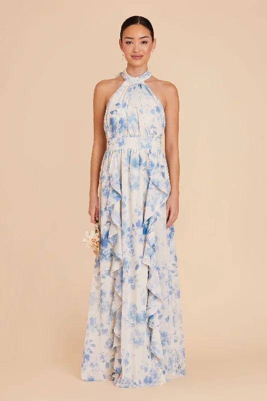 Joyce Chiffon Dress - Blue Rococo Floral