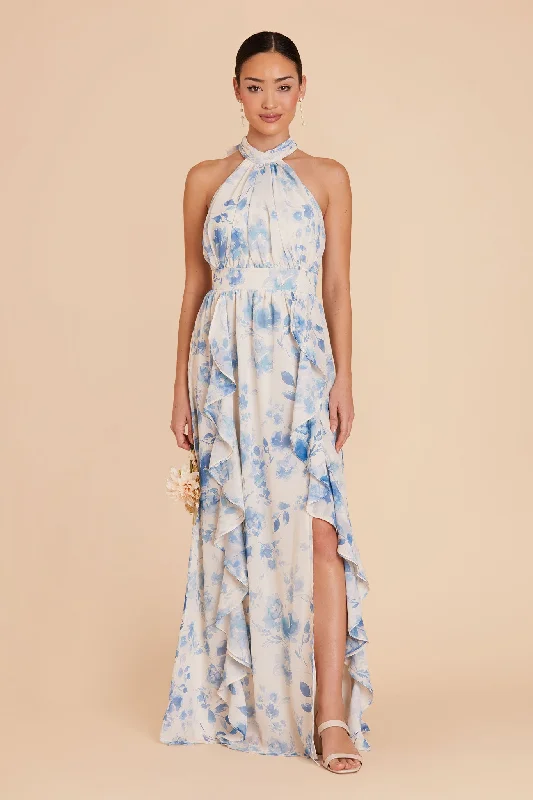 Joyce Chiffon Dress - Blue Rococo Floral