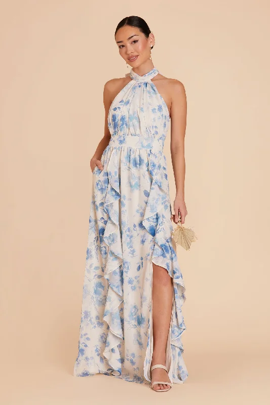 Joyce Chiffon Dress - Blue Rococo Floral