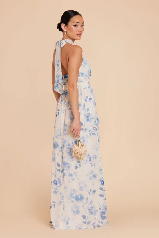 Joyce Chiffon Dress - Blue Rococo Floral