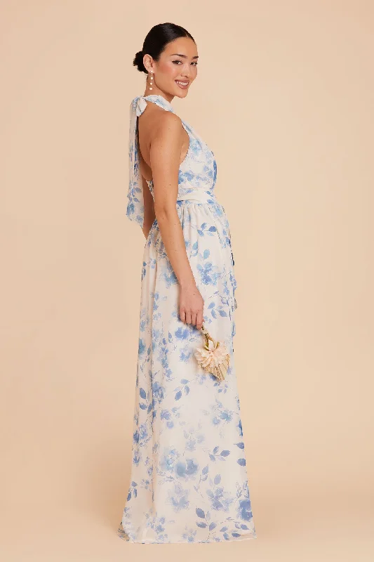 Joyce Chiffon Dress - Blue Rococo Floral