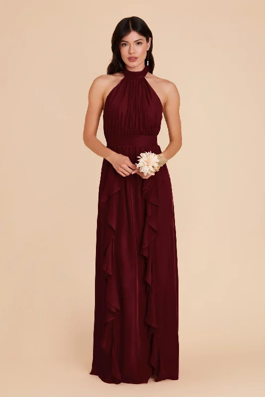 Joyce Chiffon Dress - Cabernet