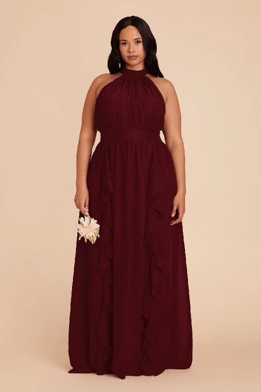 Joyce Chiffon Dress - Cabernet