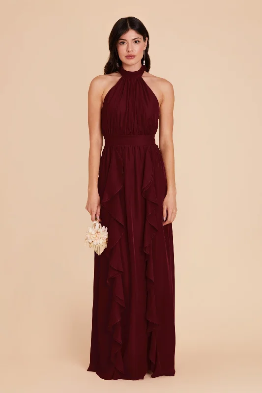 Joyce Chiffon Dress - Cabernet