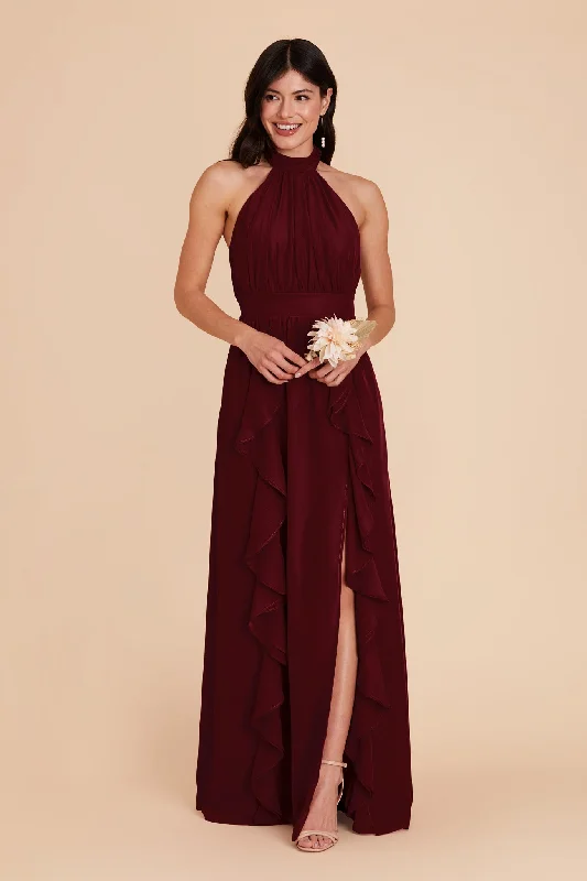 Joyce Chiffon Dress - Cabernet