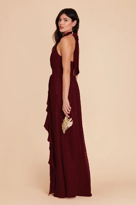 Joyce Chiffon Dress - Cabernet