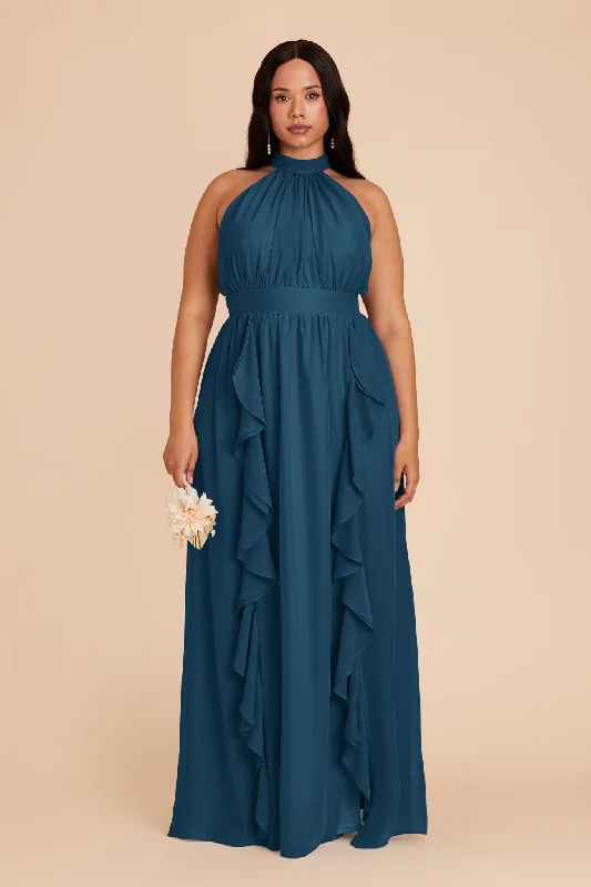 Joyce Chiffon Dress - Dark Teal