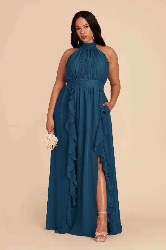 Joyce Chiffon Dress - Dark Teal