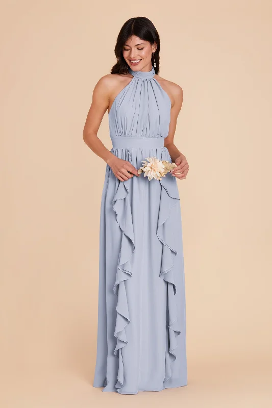 Joyce Chiffon Dress - Dusty Blue