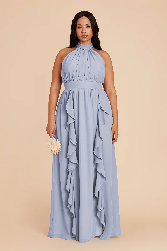 Joyce Chiffon Dress - Dusty Blue