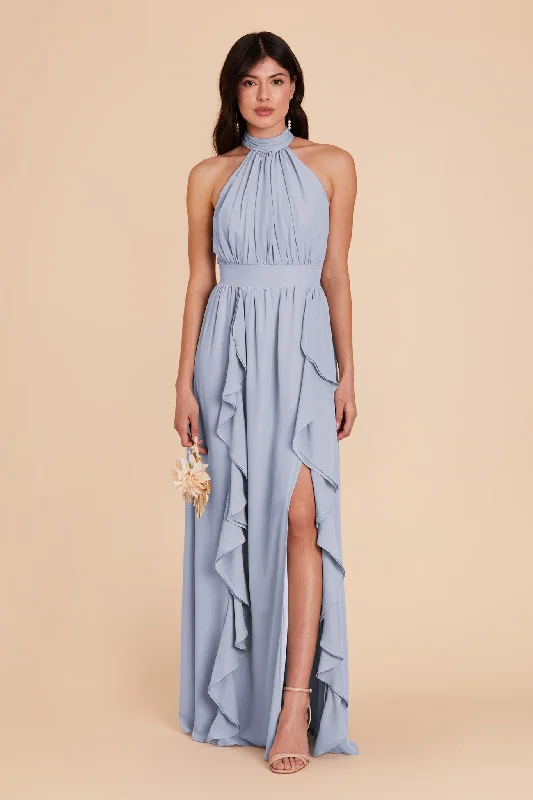 Joyce Chiffon Dress - Dusty Blue