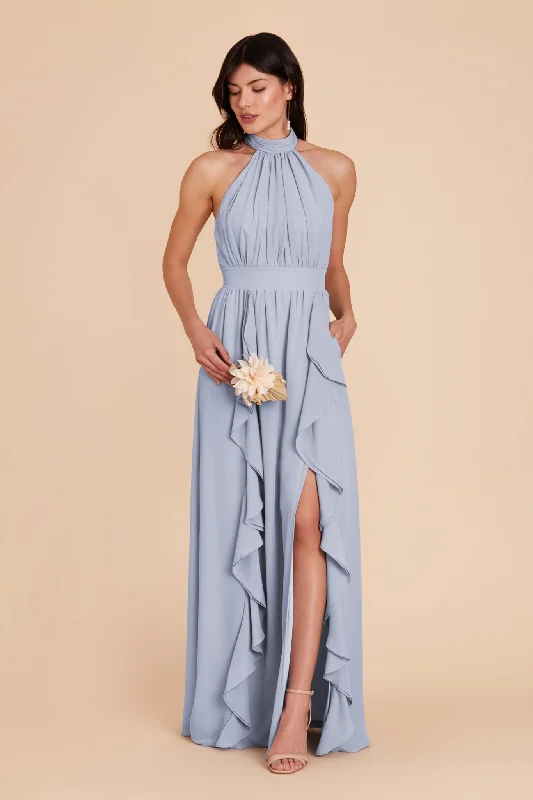 Joyce Chiffon Dress - Dusty Blue