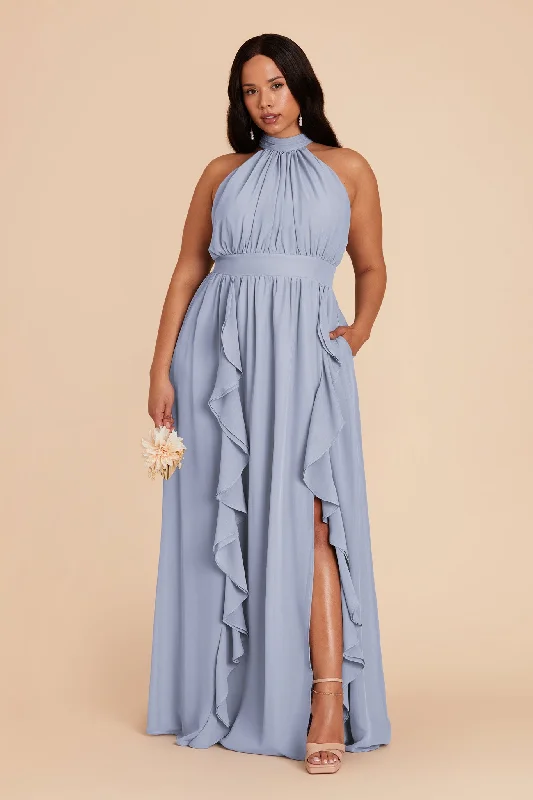 Joyce Chiffon Dress - Dusty Blue