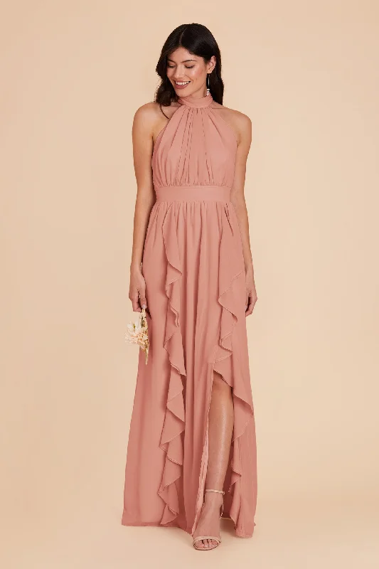 Joyce Chiffon Dress - Dusty Rose