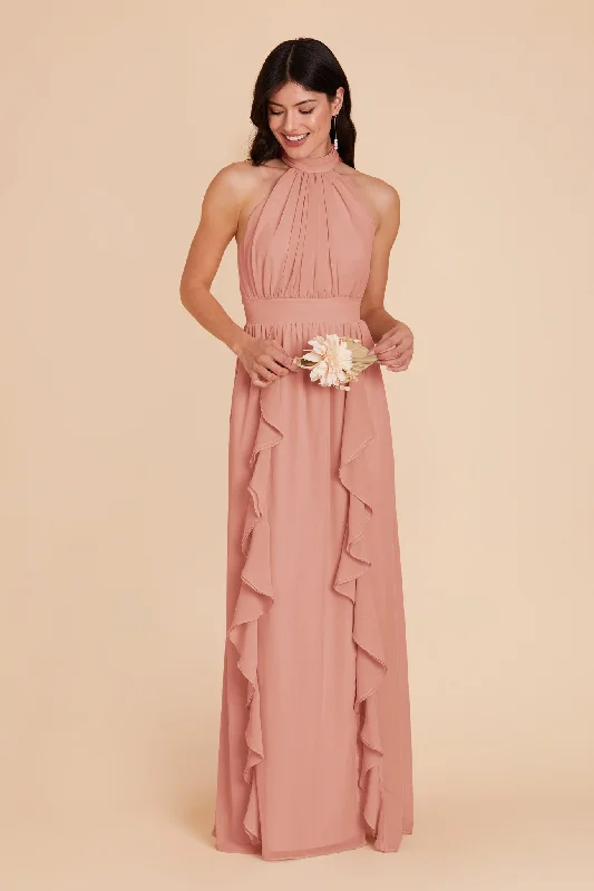 Joyce Chiffon Dress - Dusty Rose