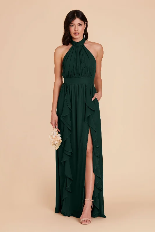 Joyce Chiffon Dress - Emerald