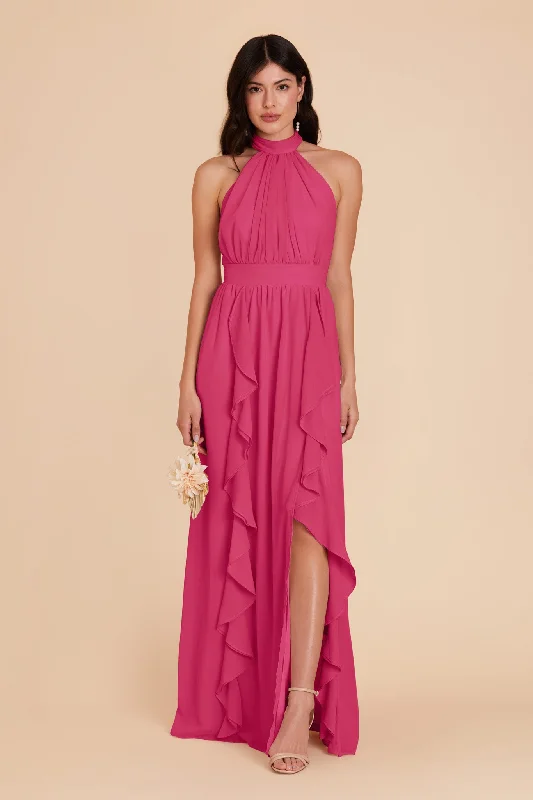 Joyce Chiffon Dress - Fuchsia